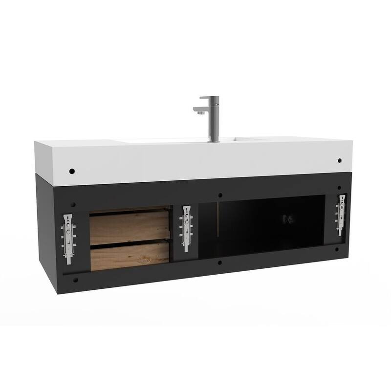 Amazon 48" Wall Mounted Bathroom Vanity Set with White Solid Surface Top