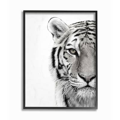 Stupell White Tiger Close Up Black and White Photography, 11 x 14, Proudly Made in USA - Multi-Color