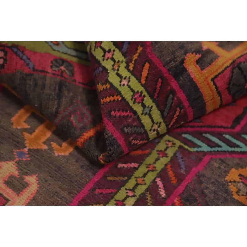 Hand Knotted Oriental 100% Wool Carpet Traditional Tribal Greys & Charcoal Ardebil Runner Rug - 10' 8'' X 3' 7''