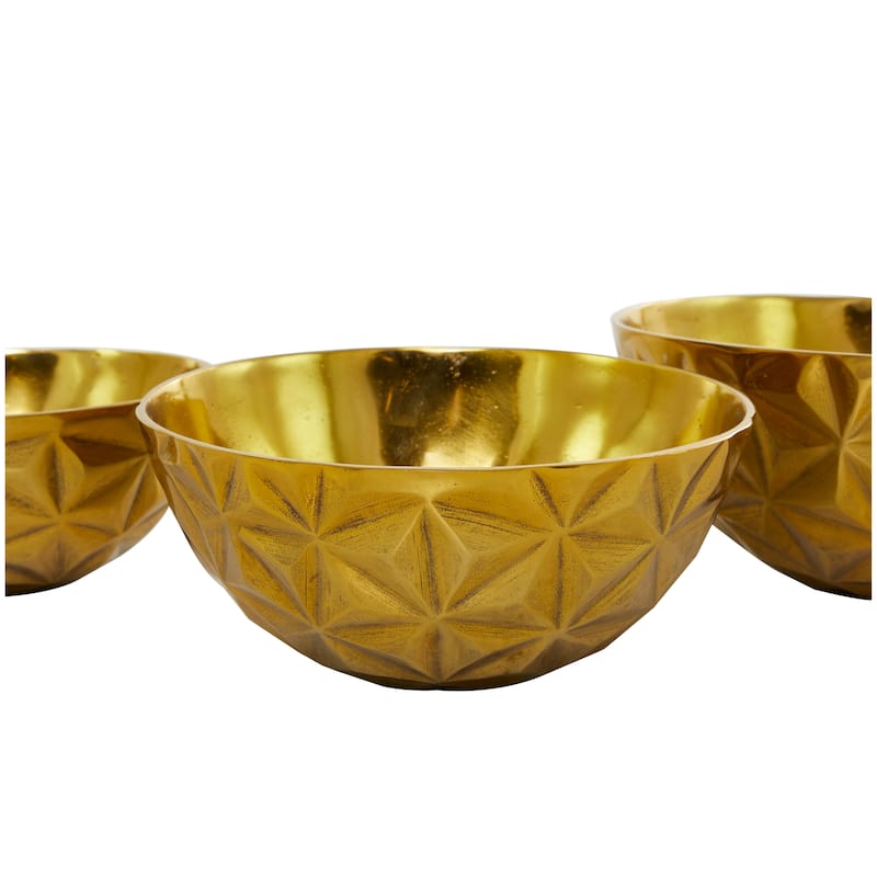 Aluminum Faceted Decorative Bowl (Set of 3) - S/3 14", 12", 10"W