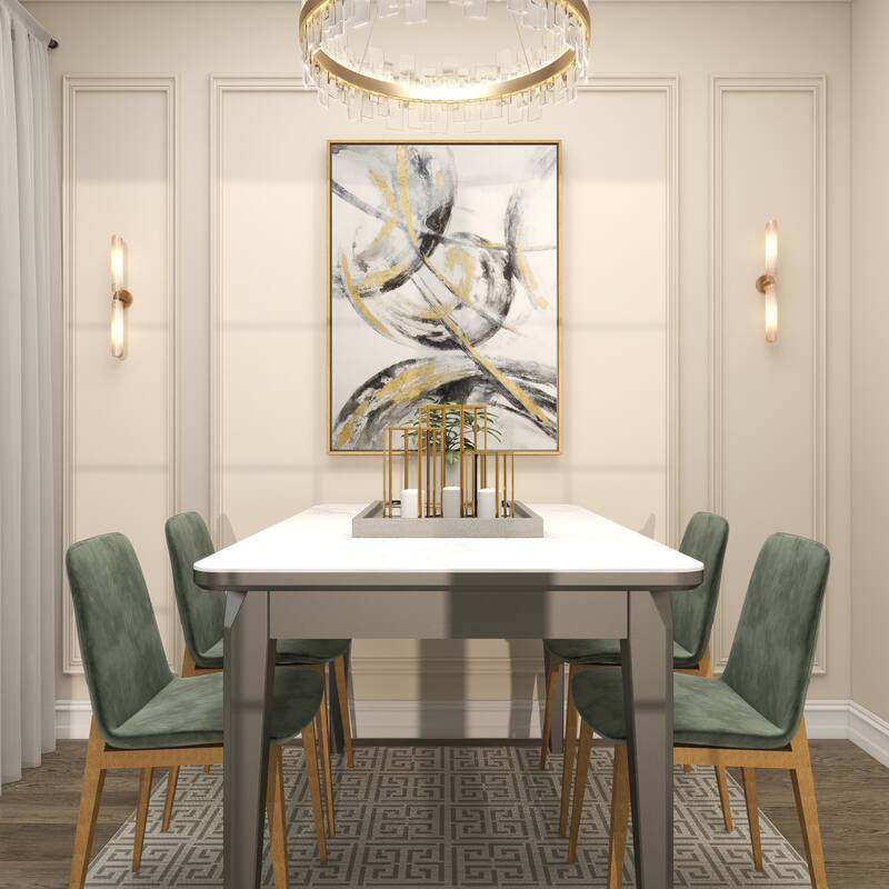 CosmoLiving by Cosmopolitan Gold Canvas Abstract Living Room Framed Wall Art with Gold Frame