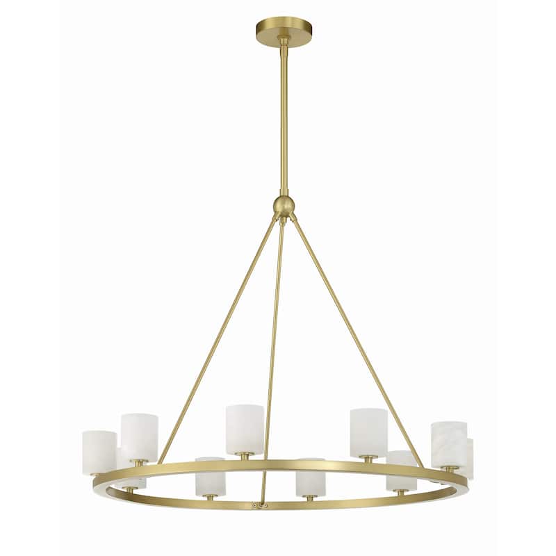 Aragon 10 Light Soft Brass Chandelier - 34.75"W x 30"H x 34.75"D