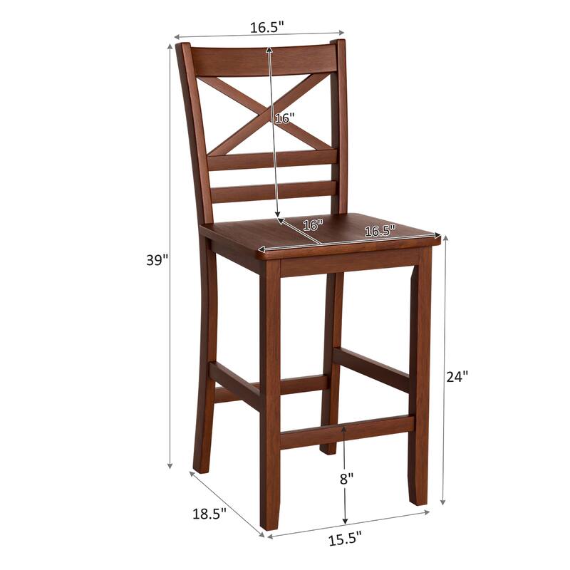 Costway Set of 4 Bar Stools 24'' Counter Height Chairs w/ Rubber Wood - See Details