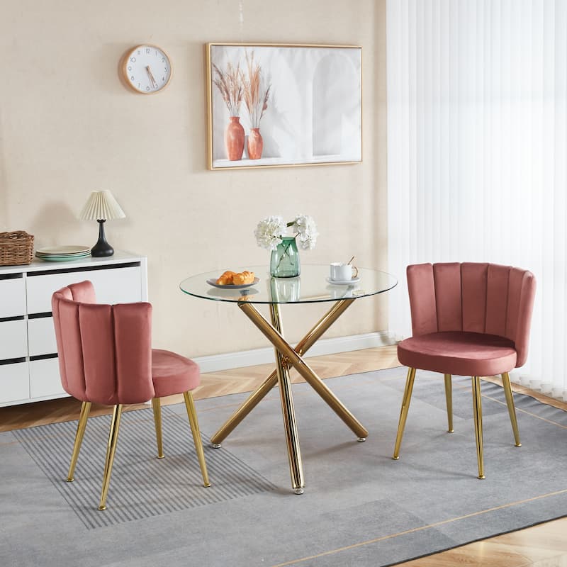 Modern dining chair(set of 2 ) with iron tube legs, comfortable backrest, suitable for dining room, living room, cafe