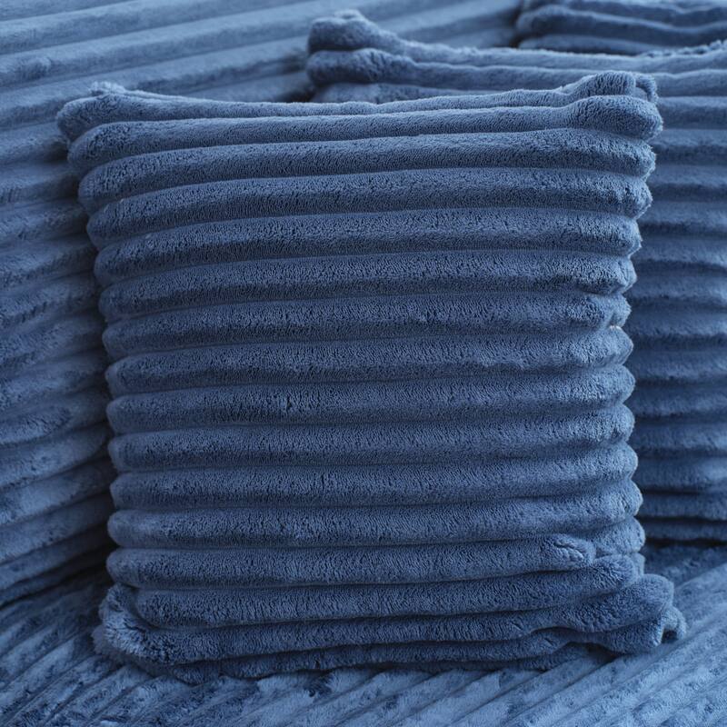 Oversized Fan-shaped Corduroy Couch, 2-piece Sectional Sofa with 4 & 8 Throw Pillows