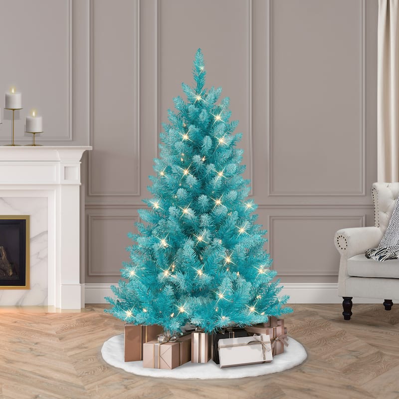 Puleo International 4 ft. Pre-lit Fashion Teal Artificial Christmas Tree - 4 Foot