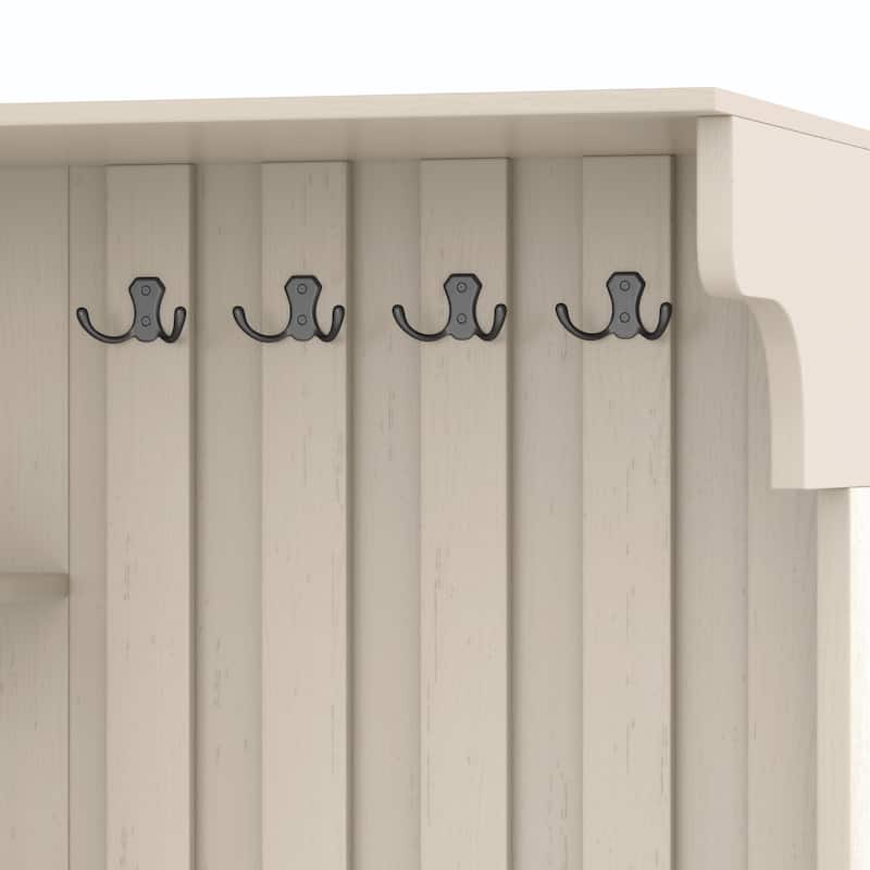 GDFStudio - Jill Versatile Left-Right Combination Hall Cabinet with 4 Hooks and Hall Tree 2-in-1