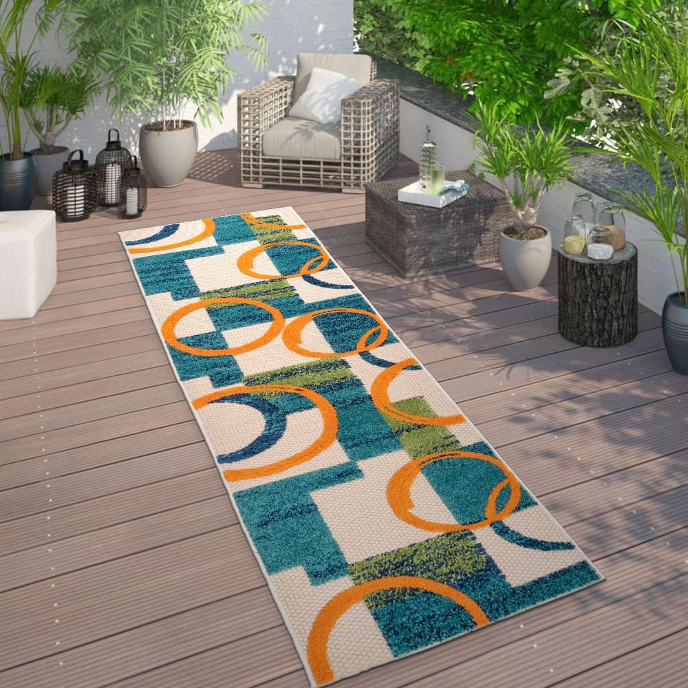 World Rug Gallery Modern Boxes Abstract Indoor/Outdoor Area Rug