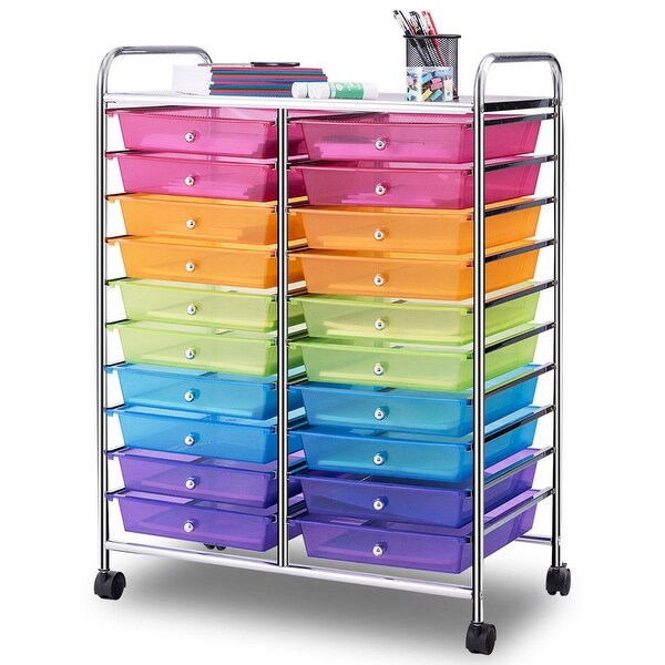 Shop Gymax Office Rolling Cart 20 Storage Drawers Scrapbook Paper Studio Overstock 22971621