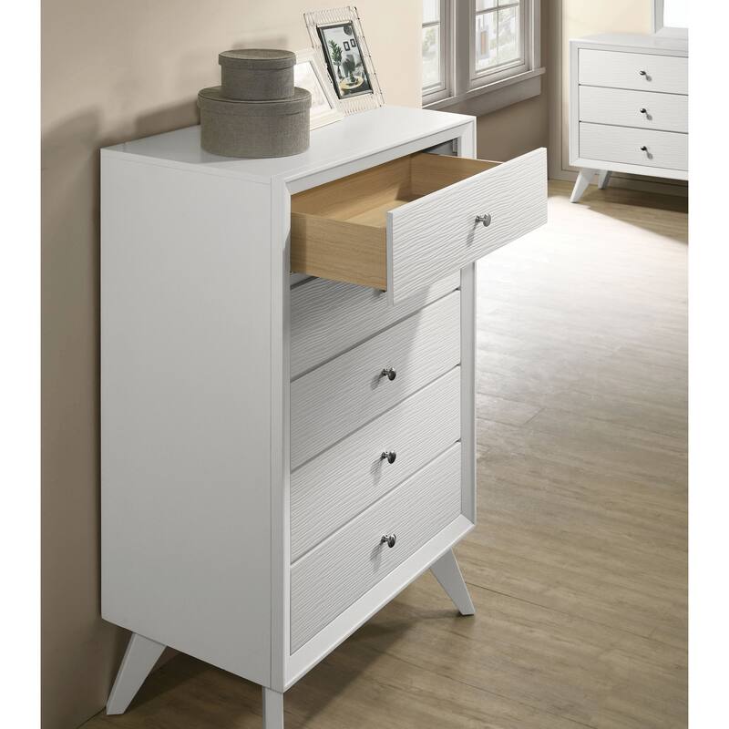 Furniture of America Kawi Modern 6-Piece White Wood Panel Bedroom Set