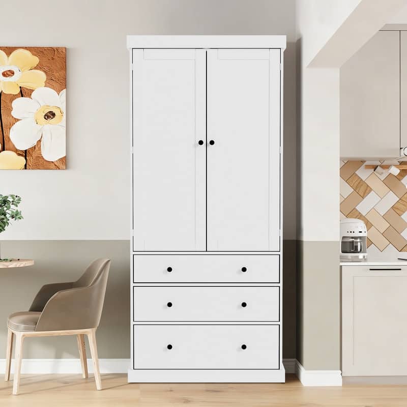 Farmhouse 77" Kitchen Pantry Storage Cabinet with Adjustable Shelves and Multiple Door Shelves