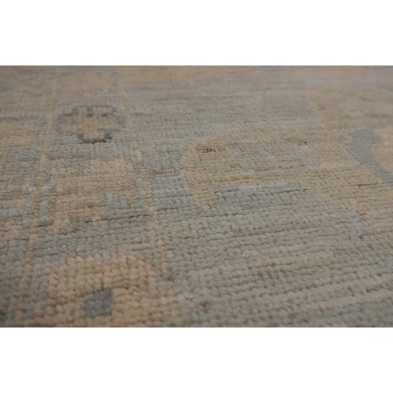 Blue Oushak Turkish Large Area Rug Hand-Knotted Wool Carpet - 12'1"x 14'9"