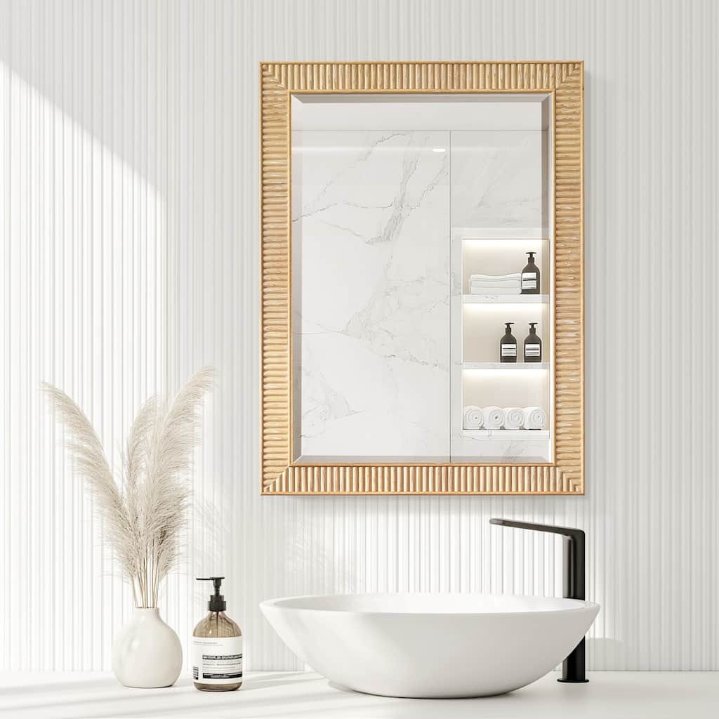 Bangalore Rectangular Wood Framed Medicine Cabinet with Mirror