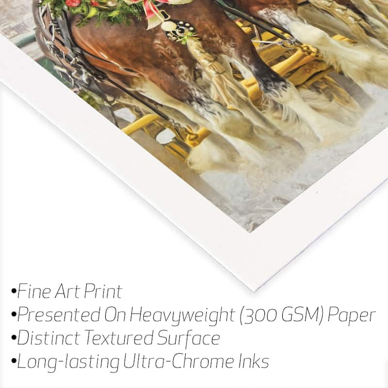 Christmas Clydesdales Fine Art Paper Print by Trudi Simmonds - Multi - 32x24