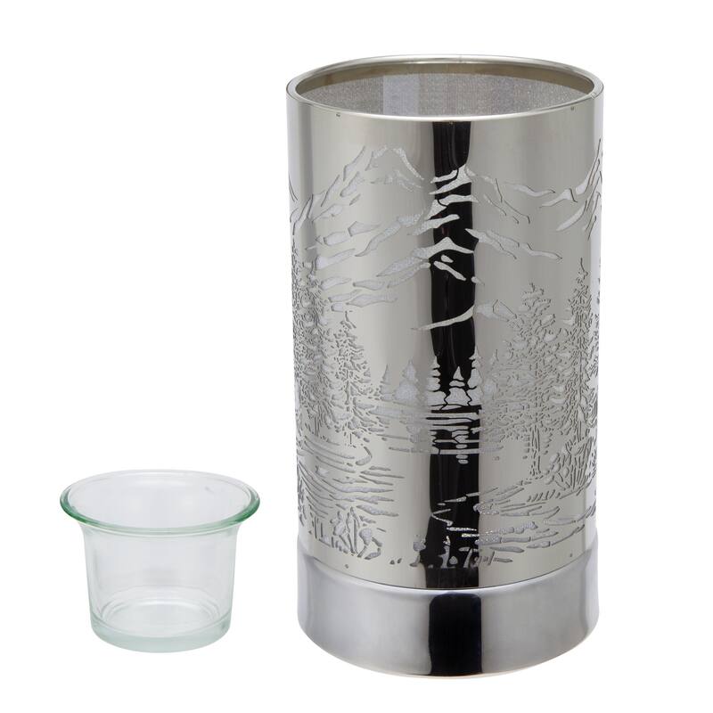 7" Touch lamp/Oil burner/Wax warmer-Silver Mountain Scene - 3.75*3.75*7