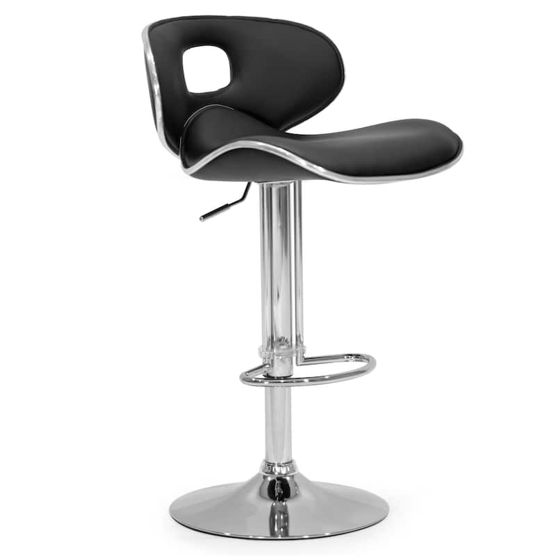 Adria White/Black/Grey Chrome Frame Adjustable Height Swivel Bar Stools (Set of 2)