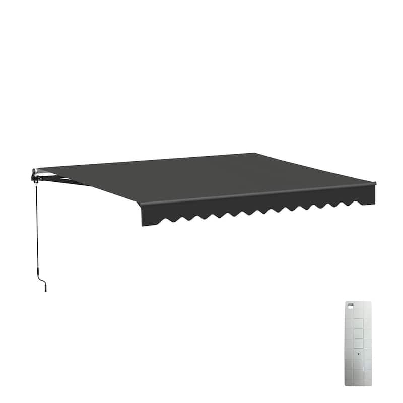 ALEKO Caribbean Motorized Retractable Patio Awning - Black Frame - Onyx Black - 16 x 10 Feet