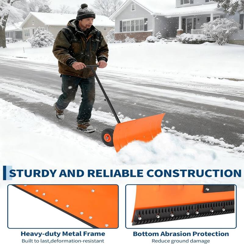 20Inch Wide Snow Shovel with Wheels Adjustable Snow Pusher with 5-Position Angle and Height Handle