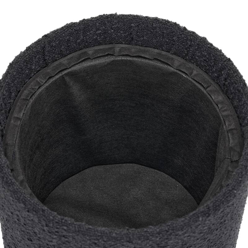 Black Boucle Tufted Storage Ottoman Foot Stool with Removable Tray