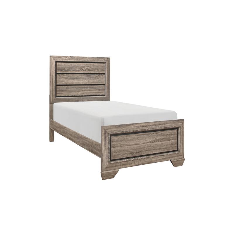 Valli 3 Piece Light Elm Modern Rustic Panel Bedroom Set