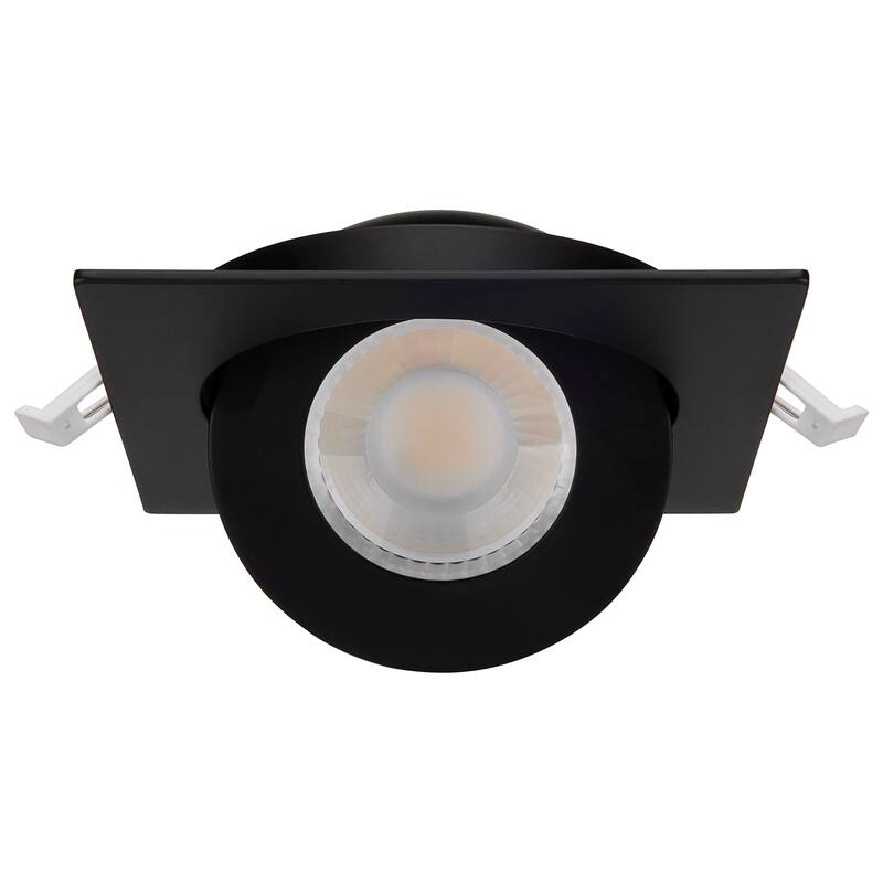 9 Watt CCT Selectable LED Direct Wire Downlight Gimbaled 4 Inch Square Remote Driver Black