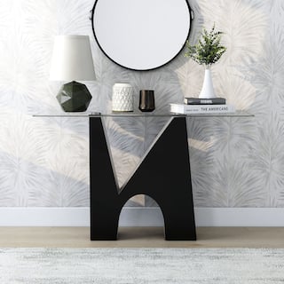 Noele Modern Black 48-inch Glasstop Console Table by Furniture of America