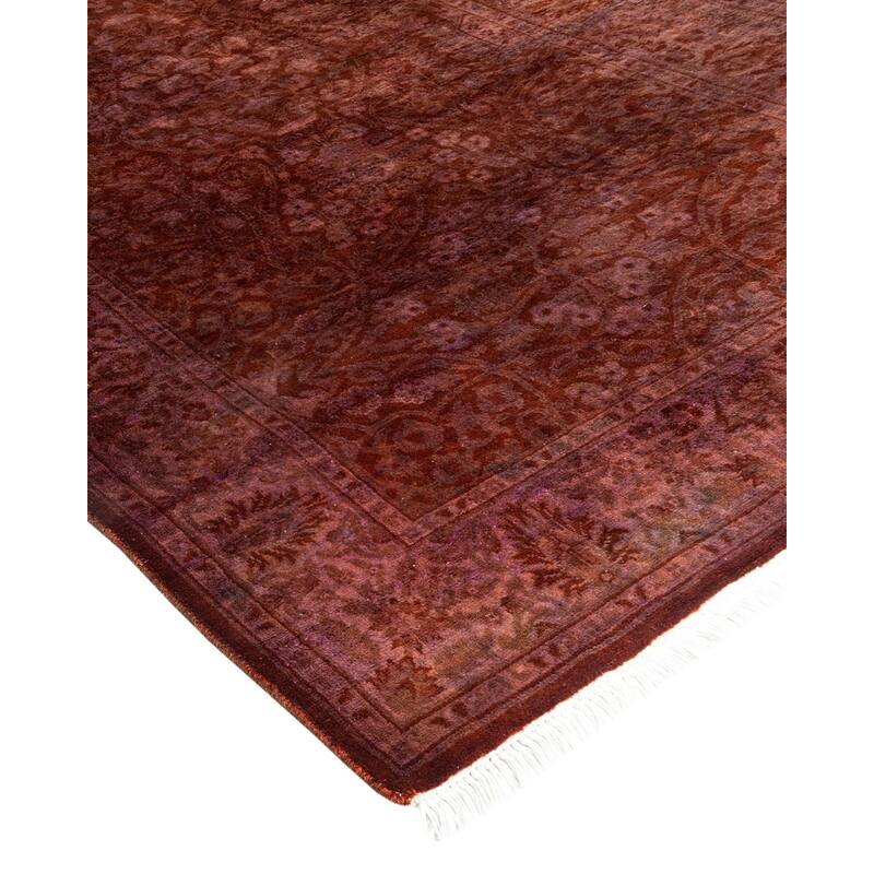 Overton Hand Knotted Wool Vintage Inspired Modern Contemporary Overdyed Red Area Rug - 2' 6" x 8' 6"