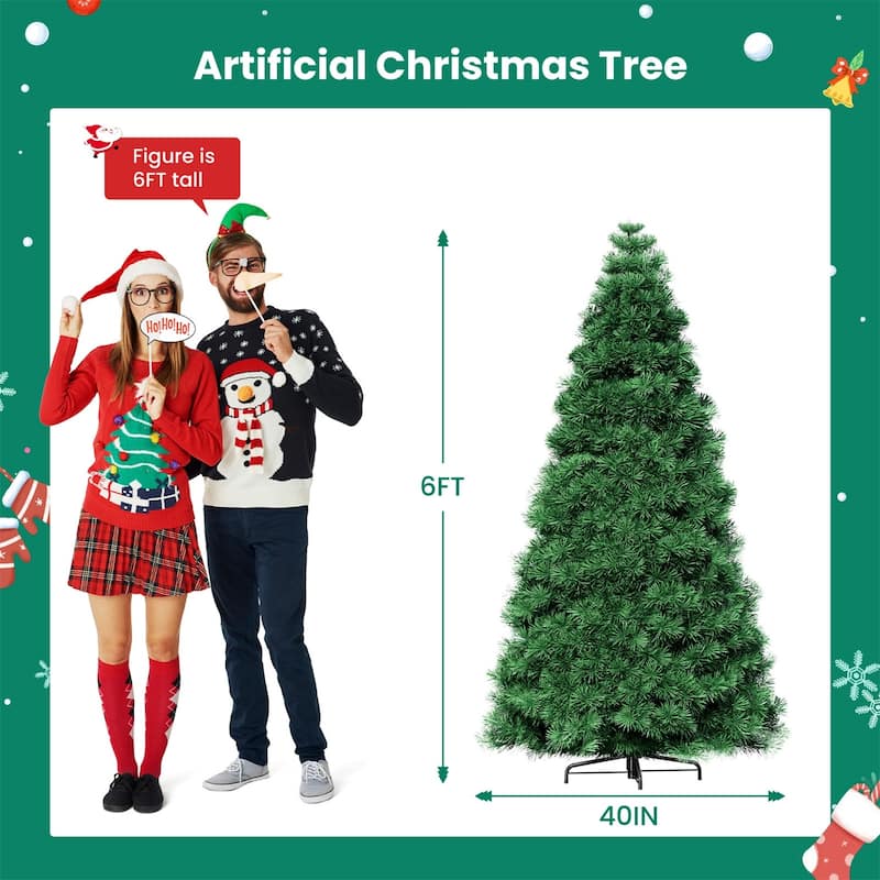 Pre-lit Snow-Flocked Christmas Tree, Artificial Holiday Christmas Tree with 120 Warm Lights, 347 Branch Tips - N/A