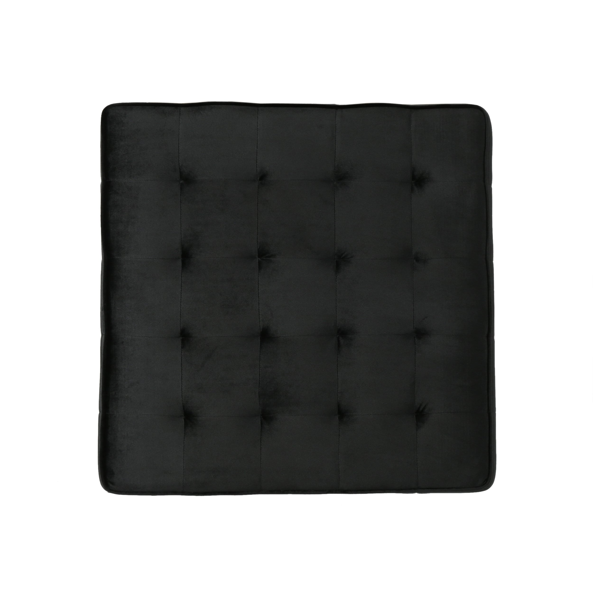 Roomfitters Velvet Tufted Storage Ottoman, Upholstered Coffee Table, Black