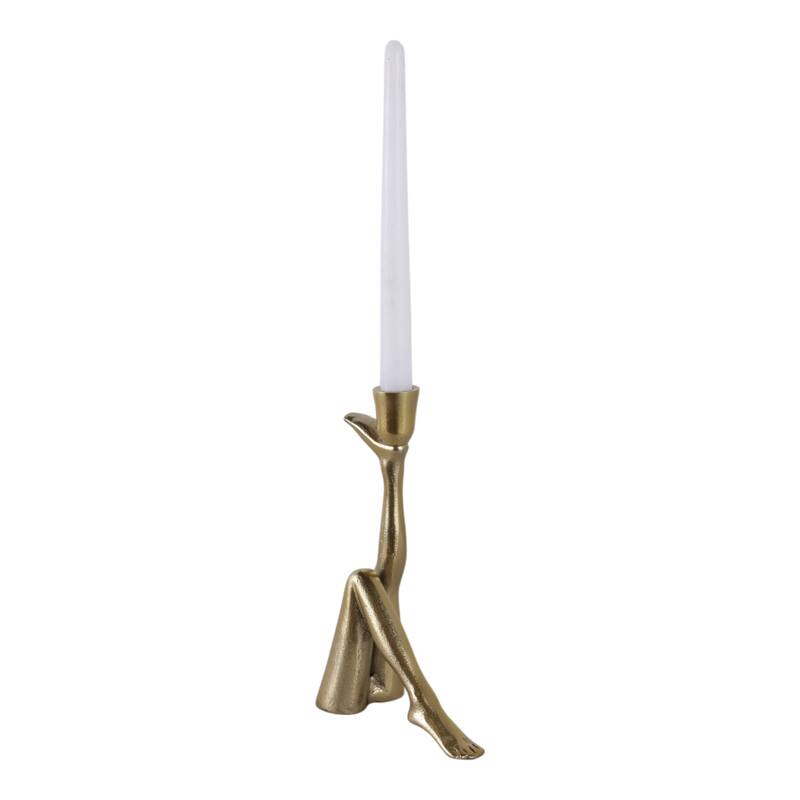 Metal Bent Legs Modern Taper Candle Holder - Gold