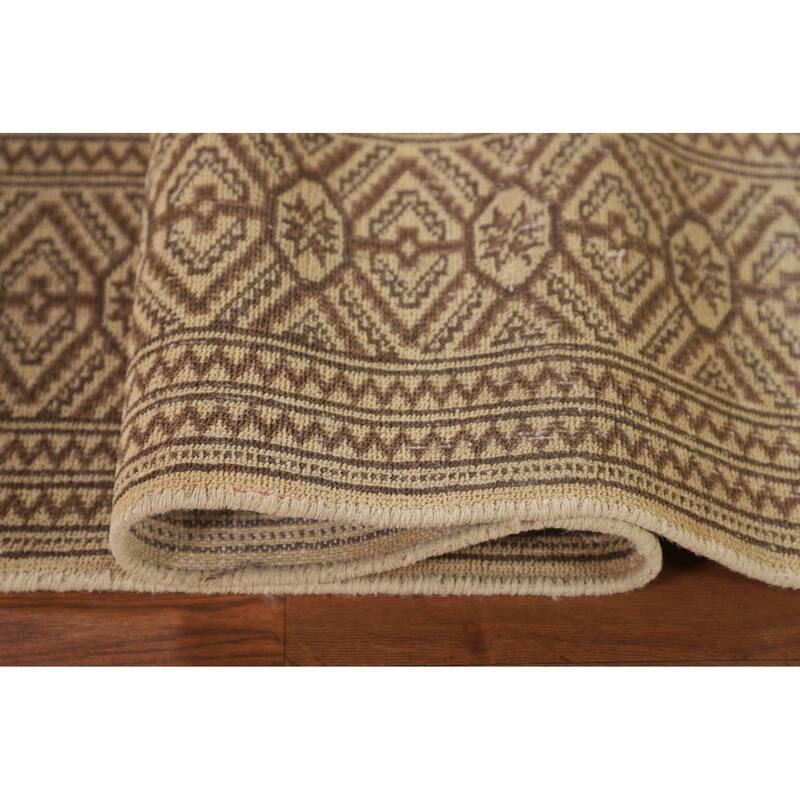 Geometric Turkoman Persian Vintage Area Rug Hand-Knotted Wool Carpet - 6'7"x 9'8"