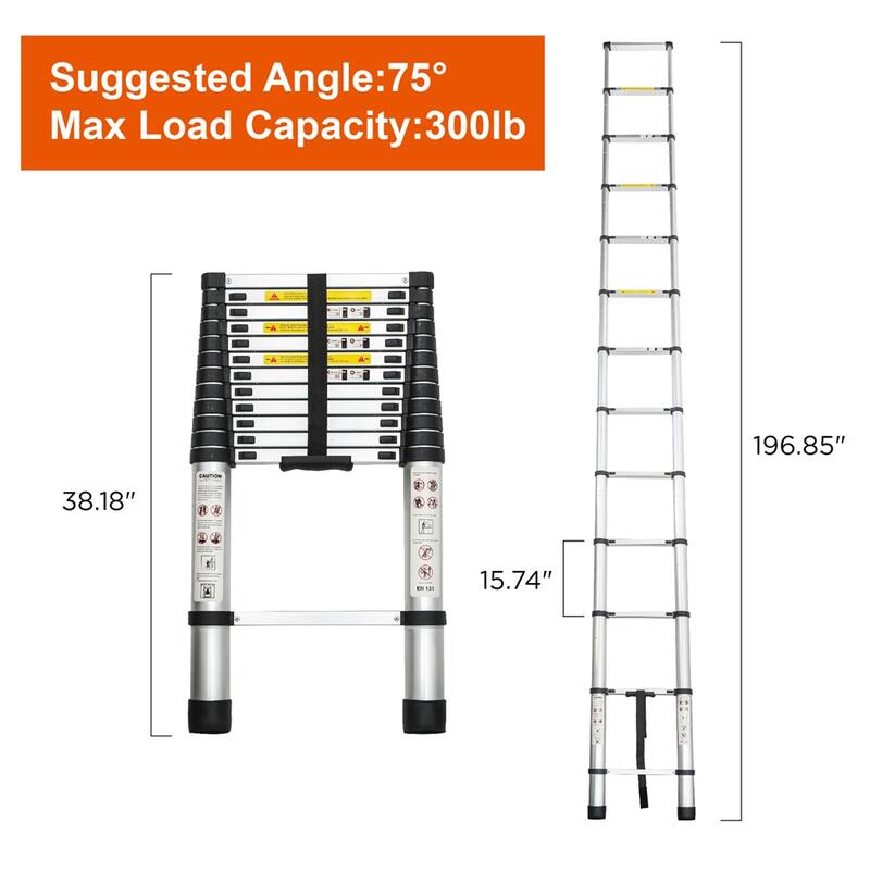 Telescoping Ladder 16.5FT,Telescopic Extension Ladder,Folding Ladder