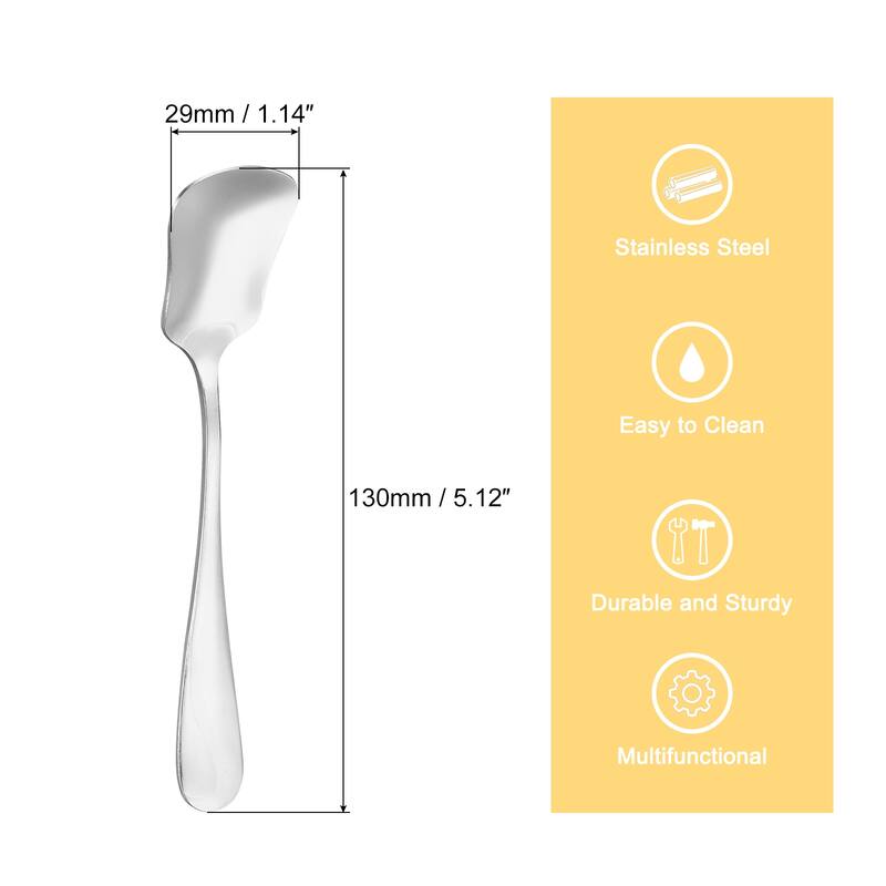 5" Stainless Steel Ice Cream Spoon Small Dessert Spoon Fruit Spoon - Silver