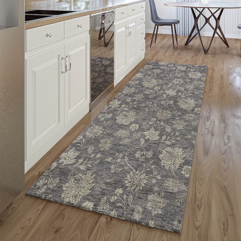 Premium Washable Super Soft Floral Borderless Mayfield Rug - Taupe - 2' 3" x 7' 6" - Runner