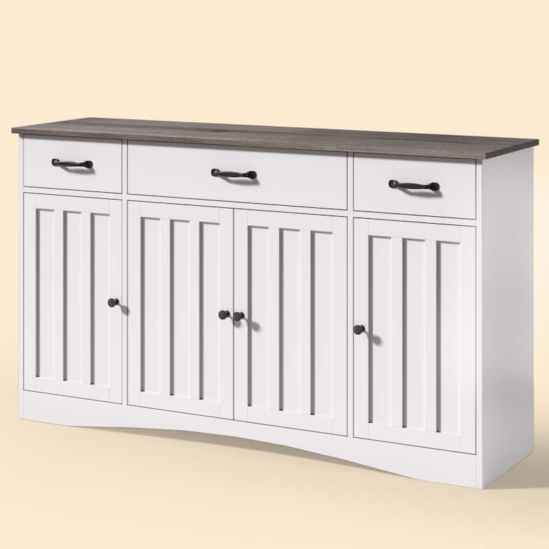 Sideboard Buffet Cabinet with Storage, Modern Kitchen Sideboard and Coffee Bar with Drawers and Doors