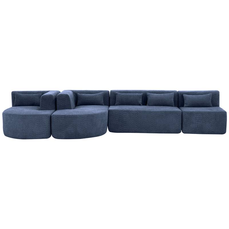 143.7" Polyester Sectional Sofa with 2 Chaise Lounges, Back Pillows