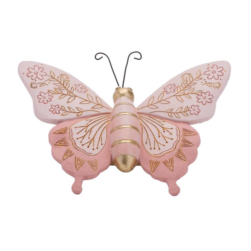 Floral Butterfly and Dragonfly Shelf Sitters - 6.5" - Pink and Green- Set of 4