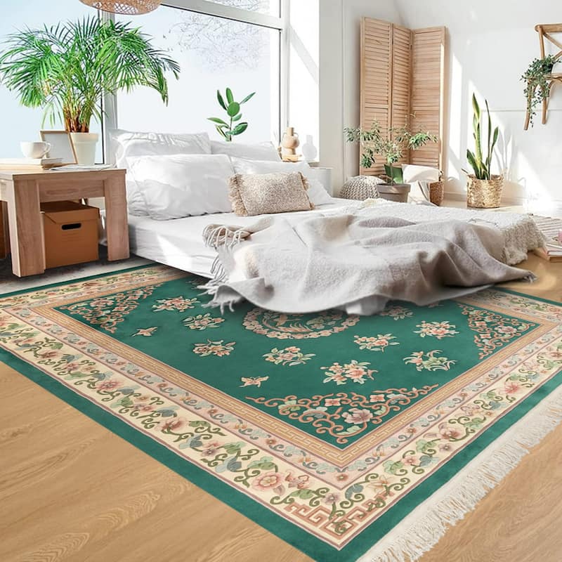 Gertmenian Oriental Estate Traditional Oriental Floral Border Metallion Hand Knot Wool Area Rug Collection