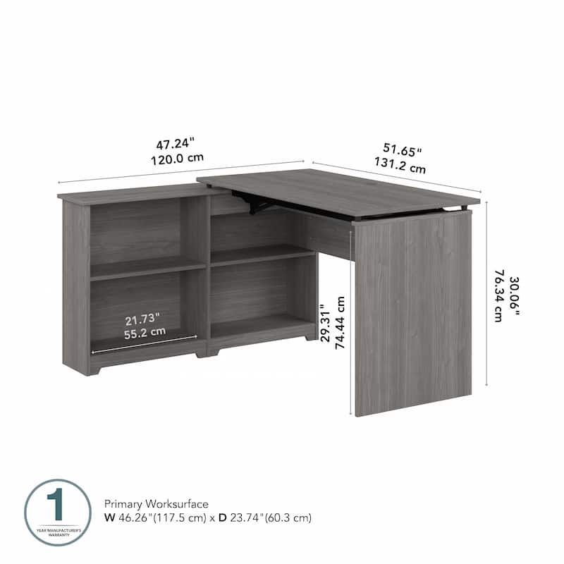 Bush Furniture Cabot 52W Standing Corner Desk with Shelves