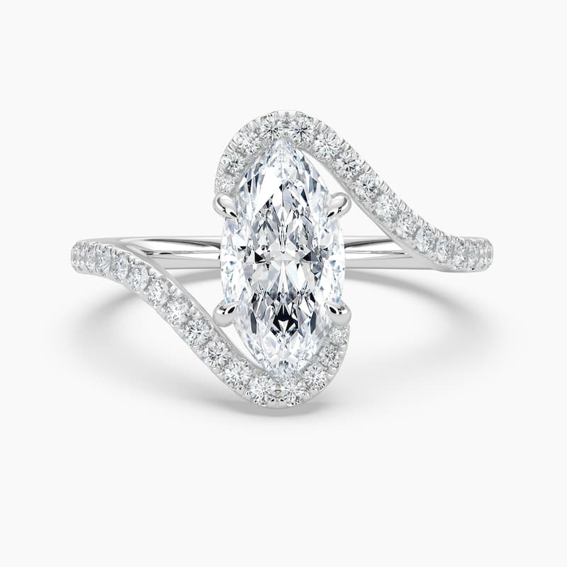 Auriya 14k Gold Marquise Lab Grown Diamond Bypass Engagement Ring 1.00 to 5.00 ct. tw. (F-G, VS) - 5.00 carats - White - 8.5