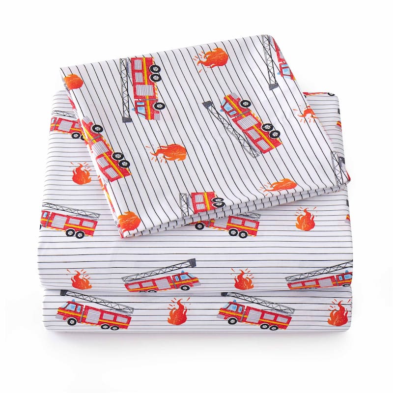 Fire Engine Truck Kids Sheet Set