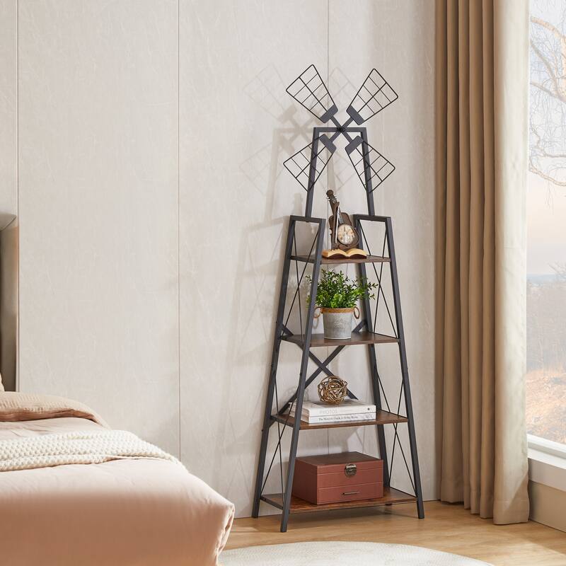 4 Tier Narrow Book Shelf Bookcase for Home Office - 22.83"L * 11.02"W * 67.72"H
