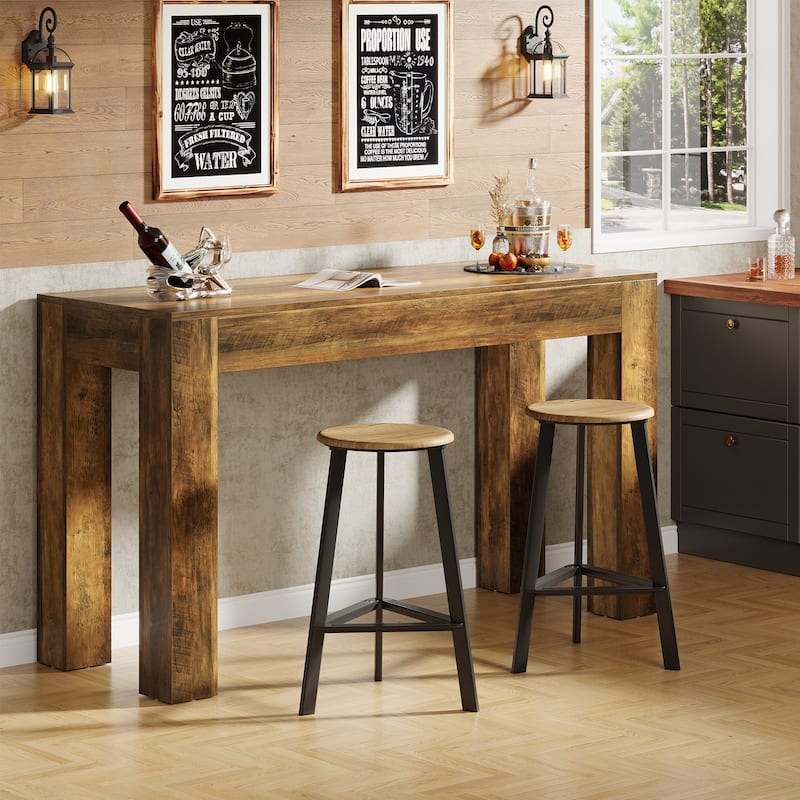 63" Rectangular Dining Table, Wooden Kitchen Table for Family Meals, Apartment & Small Spaces