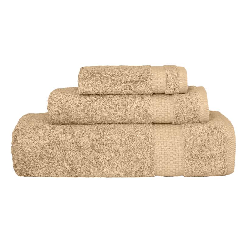 Authentic Hotel and Spa 100% Aeagean Long Staple Turkish Cotton STARLIGHT Terry 3 Piece Towel Set - Sesame