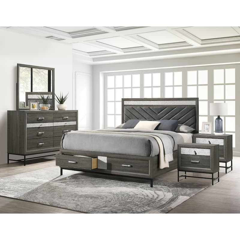 Furniture of America Heinisk Contemporary Grey 5-Piece Platform Bedroom Set - King