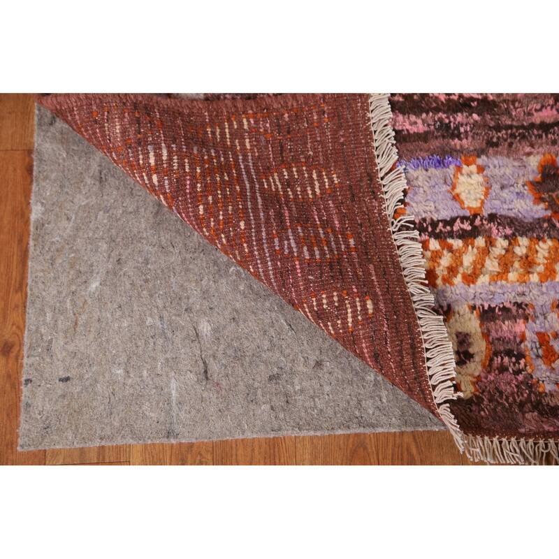 Hand Knotted Oriental 100% Wool Carpet Modern Geometric Pink Moroccan Area Rug - 8' 1'' X 5' 8''