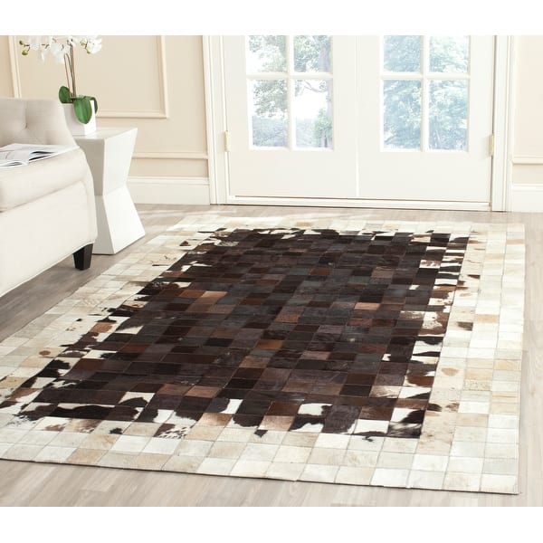 Ivory Safavieh Studio Leather Collection STL663A Handmade Mid-Century Modern Leather Area Rug 3' x 5' Ivory Safavieh Studio Leather Collection STL663A Handmade Mid-Century Modern Leather Area Rug 3' x 5'