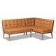 preview thumbnail 1 of 7, Arvid Tan Faux Leather and Walnut Wood 2-PC Dining Nook Banquette Set Tan