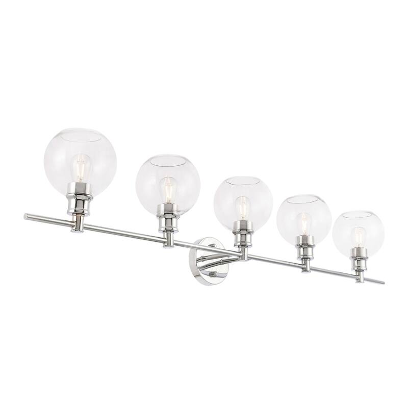 Camille 5-Light Clear Glass Wall Sconce - Chrome