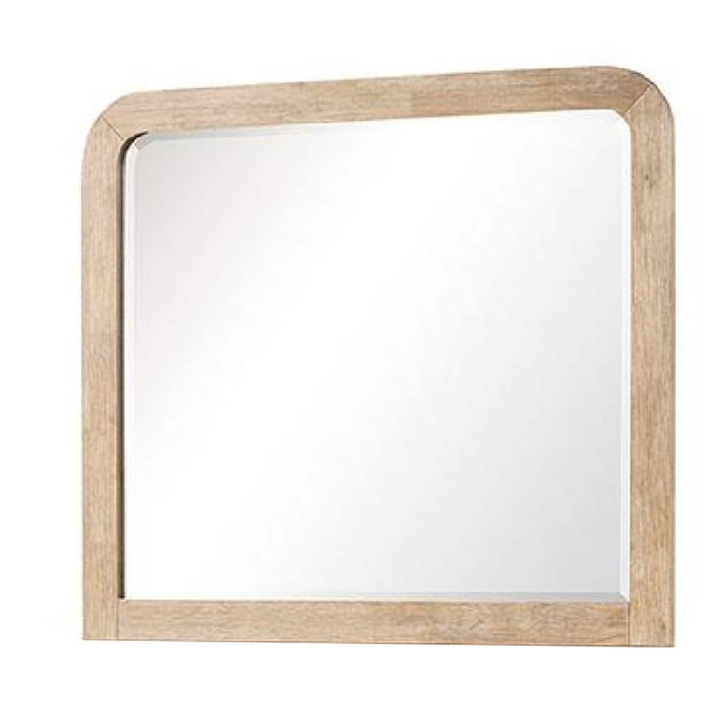 Rexa Dresser Mirror, Beveled Glass, Natural Brown Solid Wood, 36x42 - Natural Brown